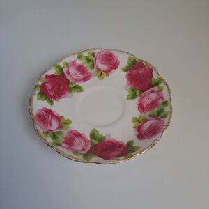 Royal Albert Old English Rose Saucer Brushed Gold Trim Vintage
